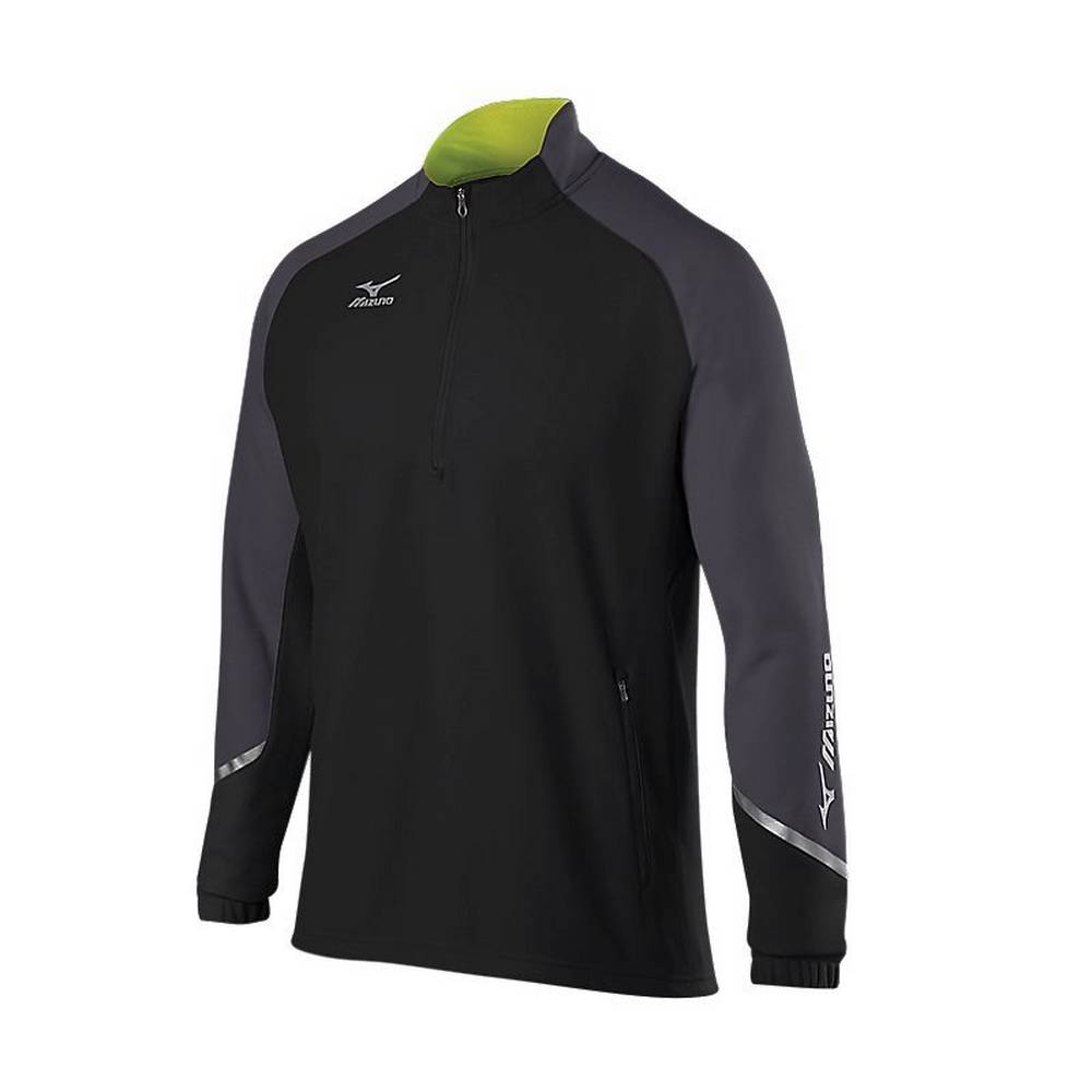 Moletom Mizuno Elite 1/2 Zip - Homem - Pretas/Cinzentas - LWGAH8371